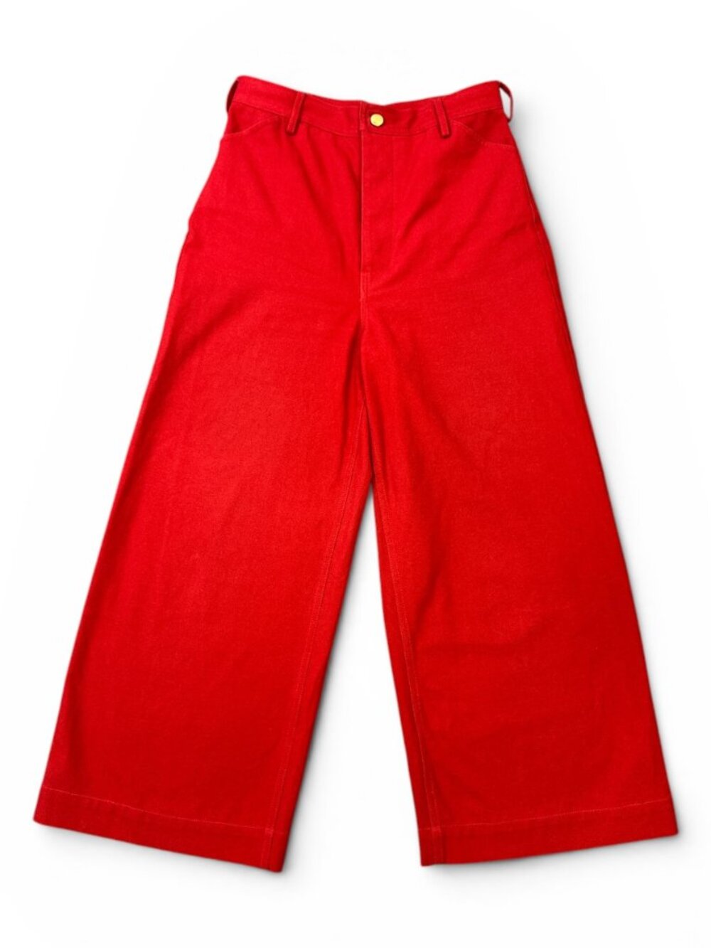 RHODE High Waisted Wide Leg Cropped Pant Cotton Red Size 8